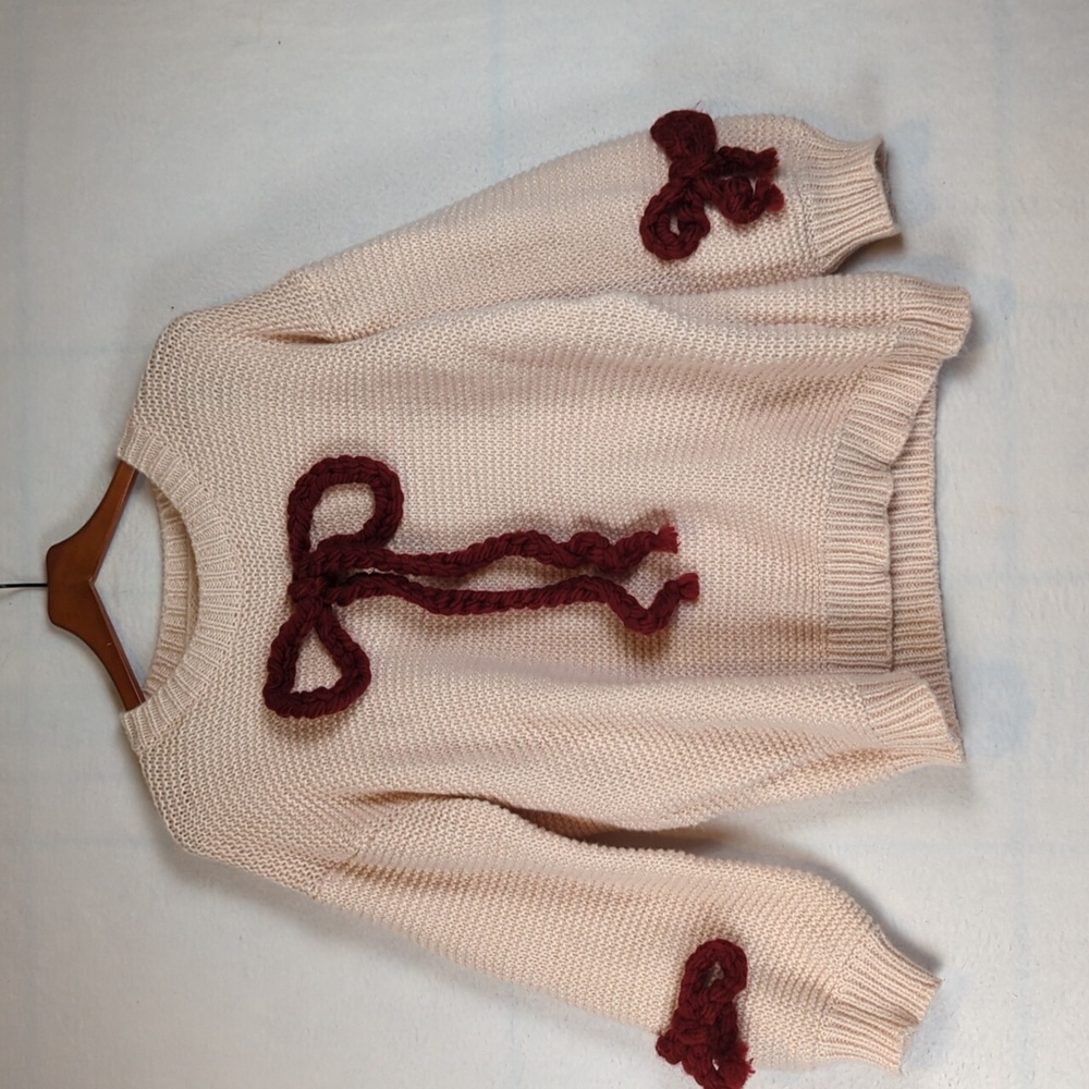 Listicle Beige Sweater with Burgundy Details - Picture 7 of 8